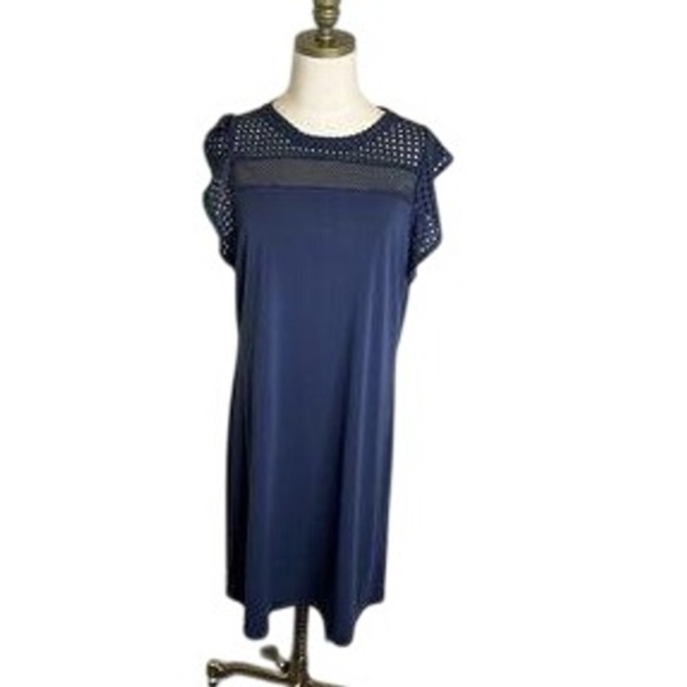 Michael Kors‎ Navy Blue Knit Top Dress Sleeveless Casual Size XL